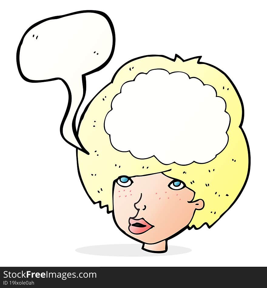 Cartoon Empty Headed Woman With Speech Bubble