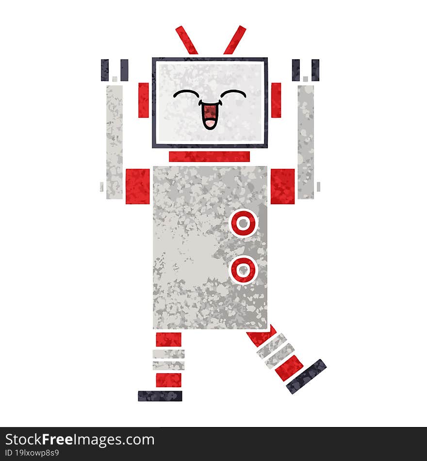 Retro Illustration Style Cartoon Robot