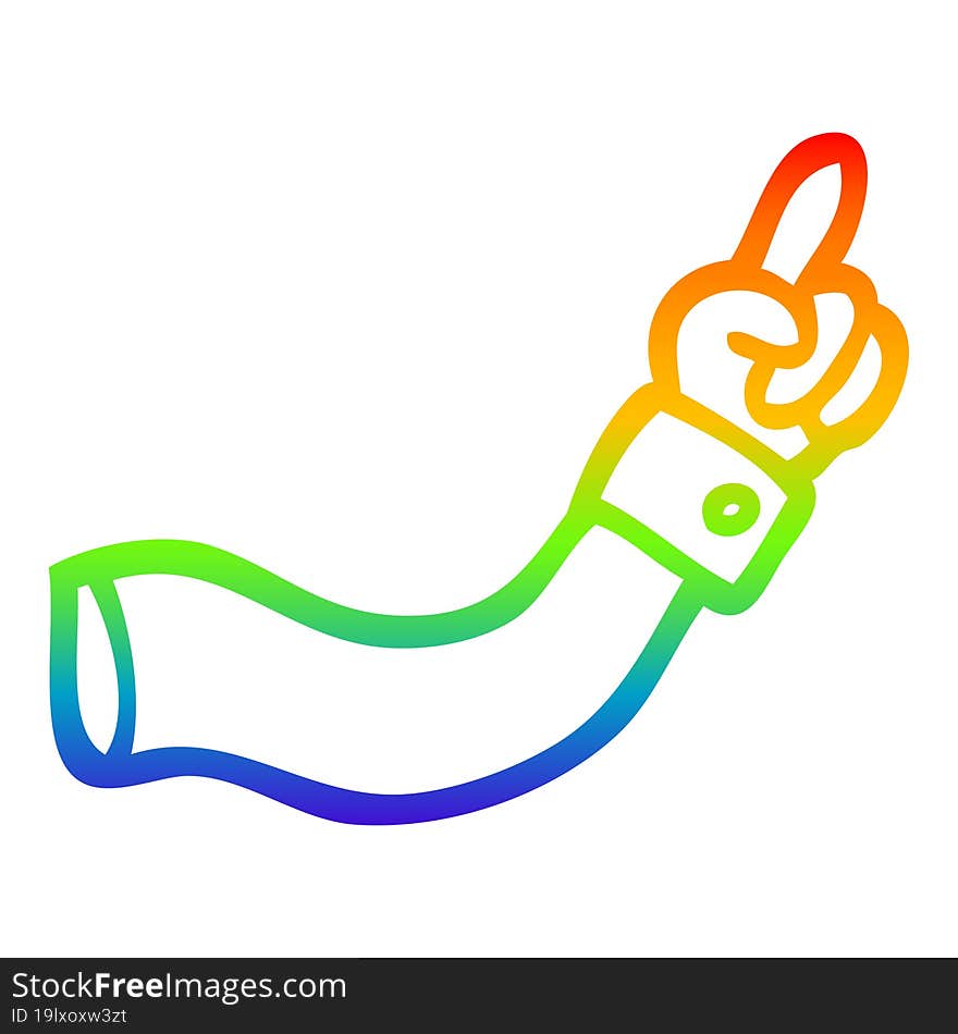 rainbow gradient line drawing cartoon pointing arm