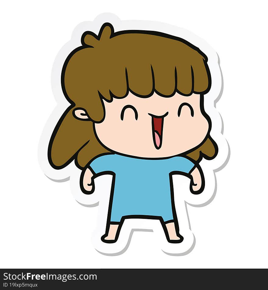 Sticker Of A Cartoon Worried Woman