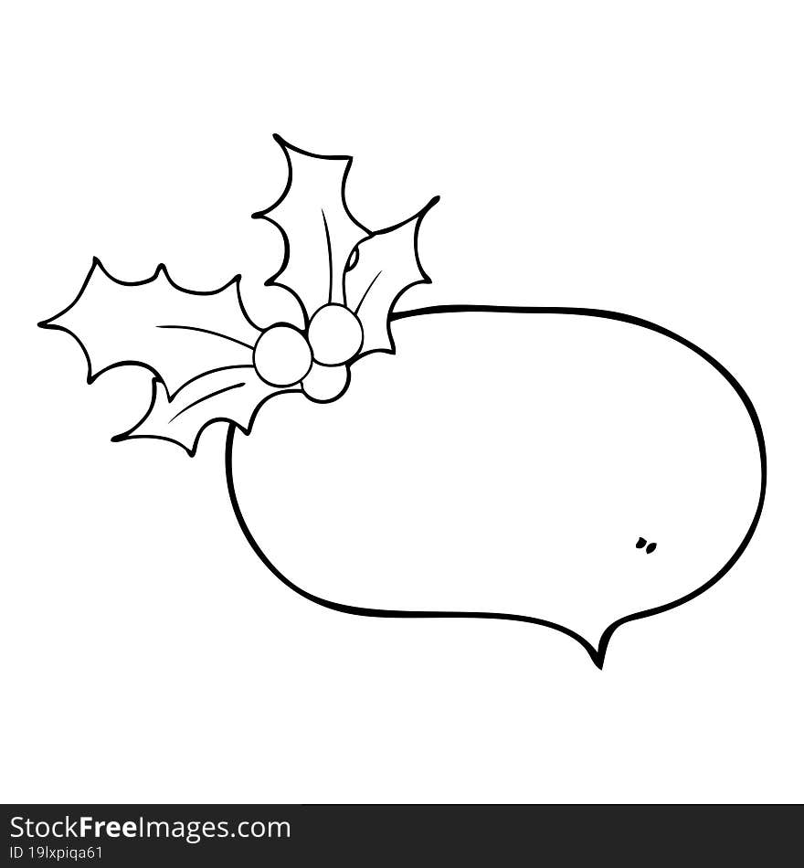 speech bubble cartoon christmas holly