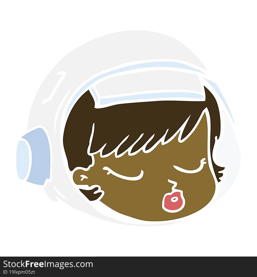 Flat Color Style Cartoon Astronaut Face