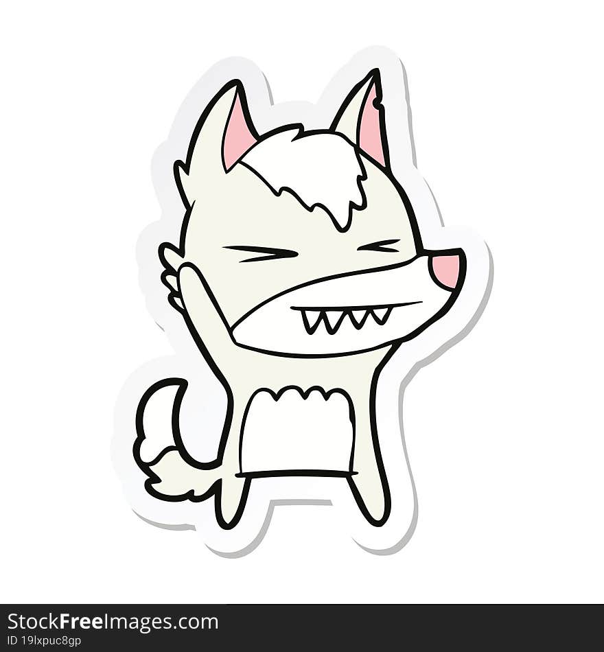 Sticker Of A Angry Wolf Cartoon