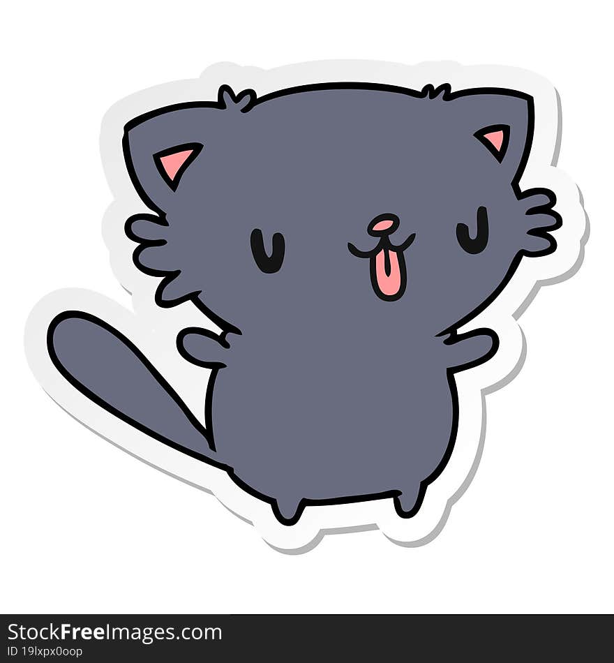 sticker cartoon illustration of cute kawaii cat. sticker cartoon illustration of cute kawaii cat