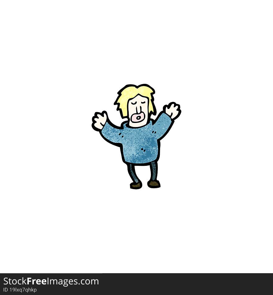 Cartoon Man With Arms In Air