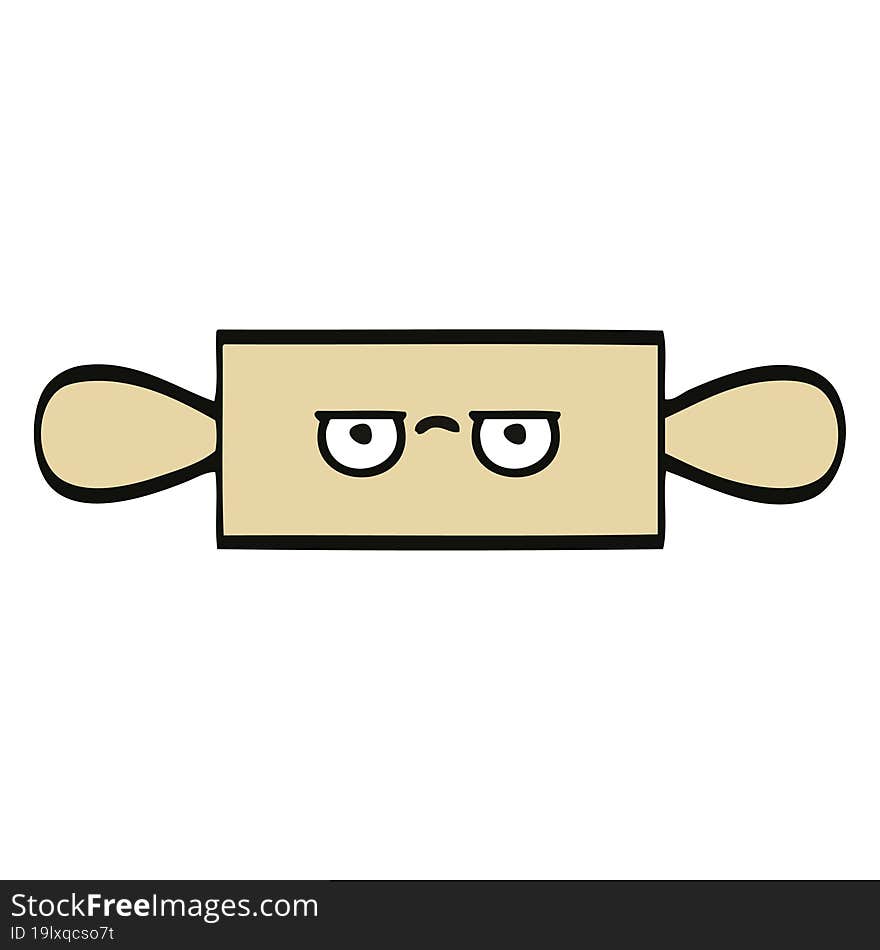 cute cartoon of a rolling pin. cute cartoon of a rolling pin