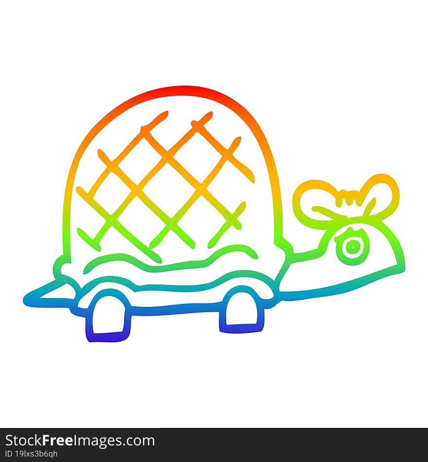 rainbow gradient line drawing cartoon funny tortoise