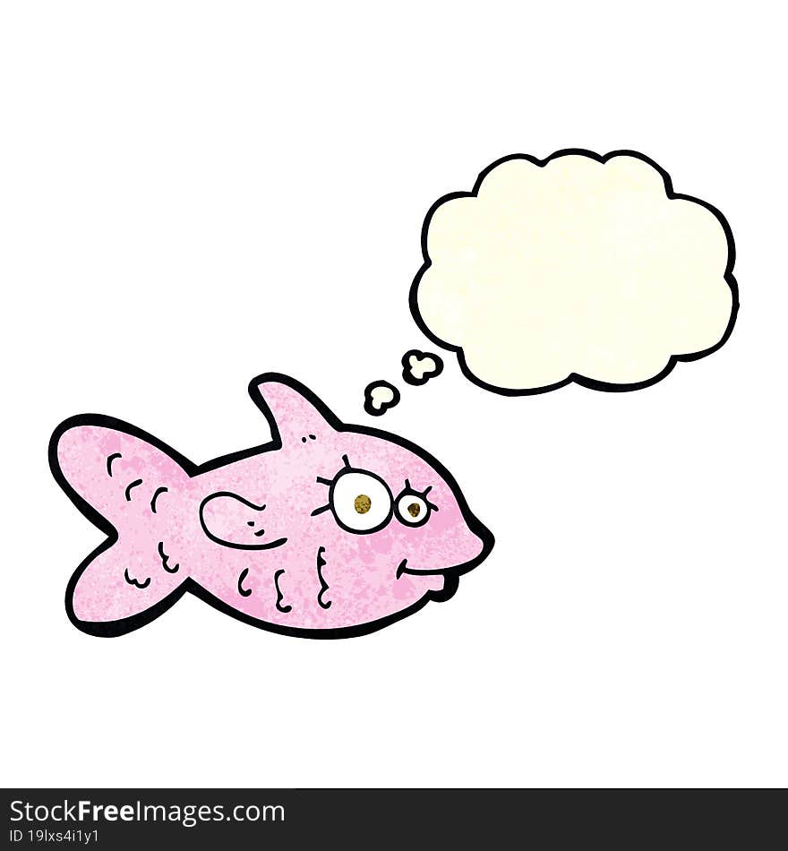 Cartoon Happy Fish With Thought Bubble