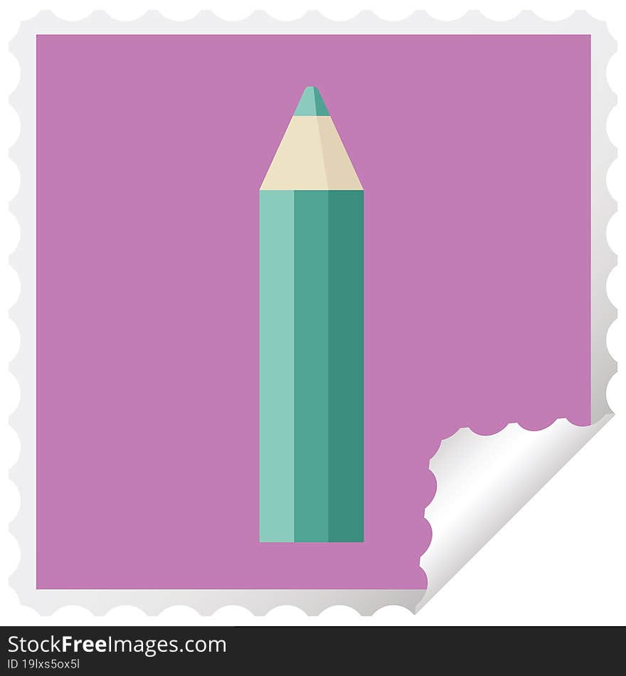 green coloring pencil graphic vector illustration square sticker stamp