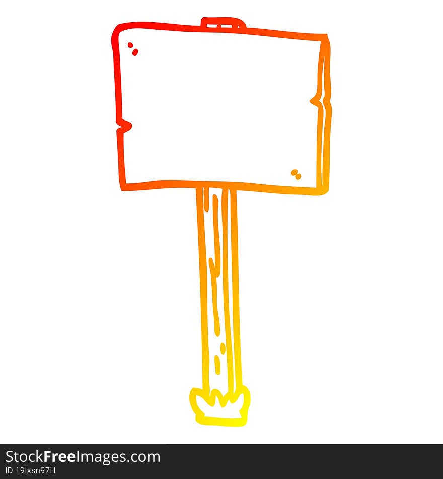 Warm Gradient Line Drawing Cartoon Sign Post