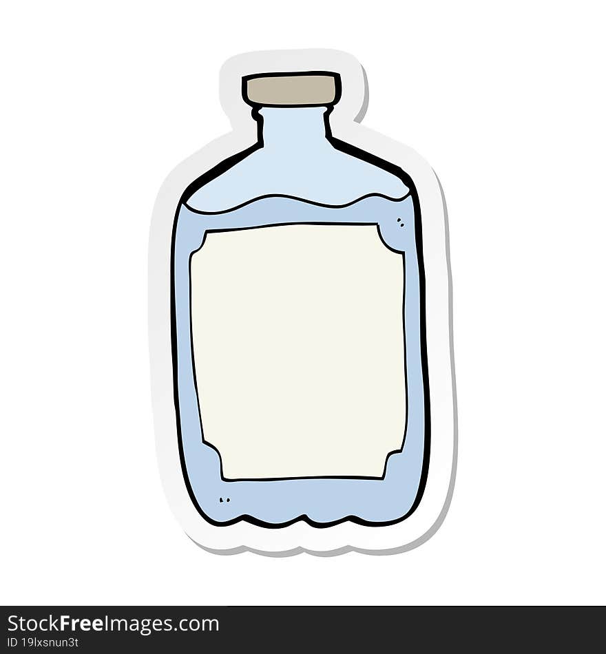 Sticker Of A Cartoon Water Bottle