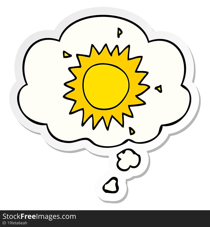 cartoon sun and thought bubble as a printed sticker