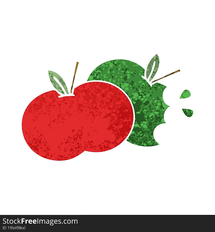 retro illustration style cartoon apples