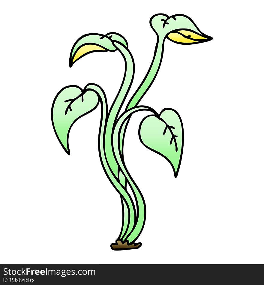 quirky gradient shaded cartoon plant