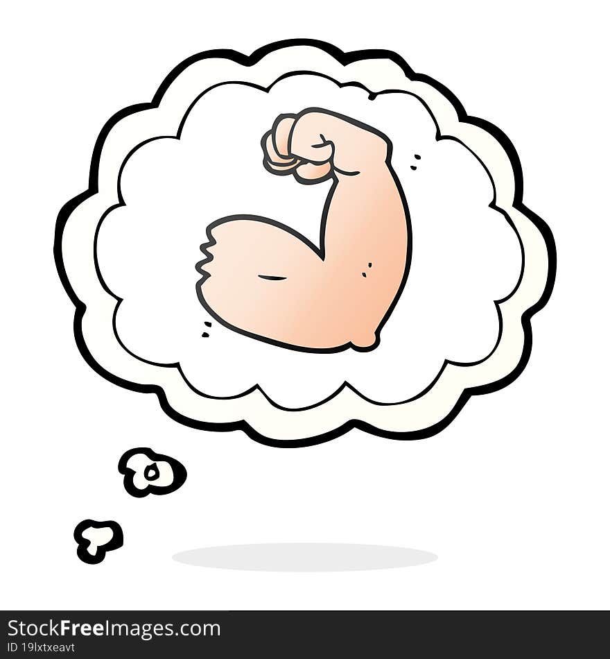 thought bubble cartoon strong arm flexing bicep