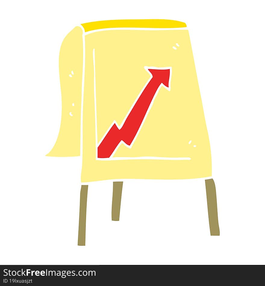 flat color style cartoon business chart with arrow