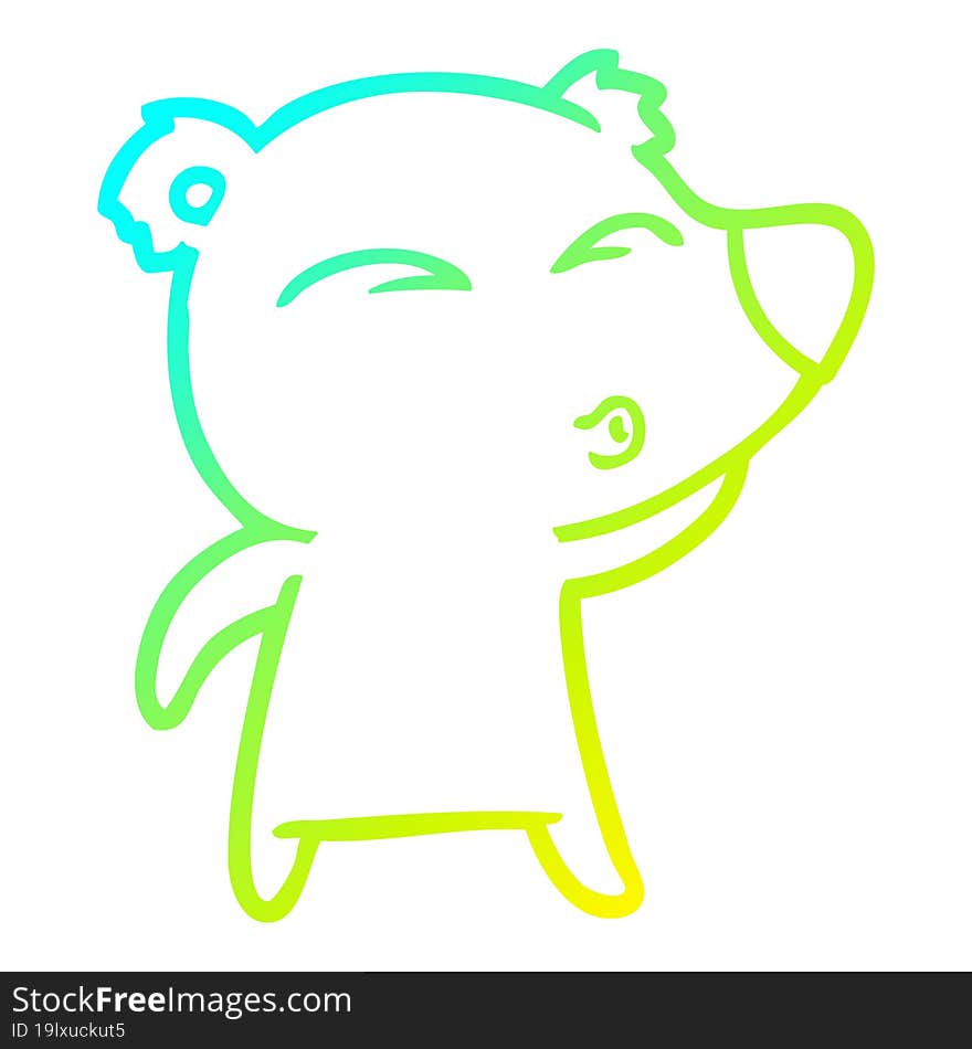 cold gradient line drawing cartoon whistling bear