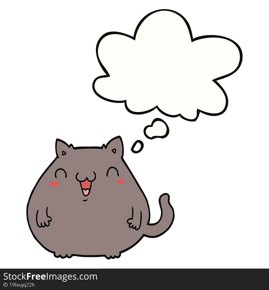 cartoon cat with thought bubble. cartoon cat with thought bubble