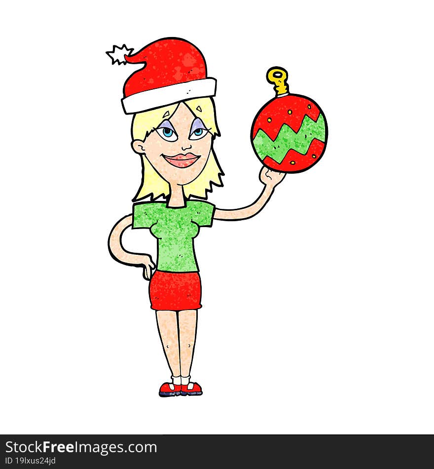 cartoon woman ready for christmas