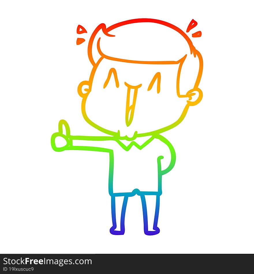 rainbow gradient line drawing cartoon happy man