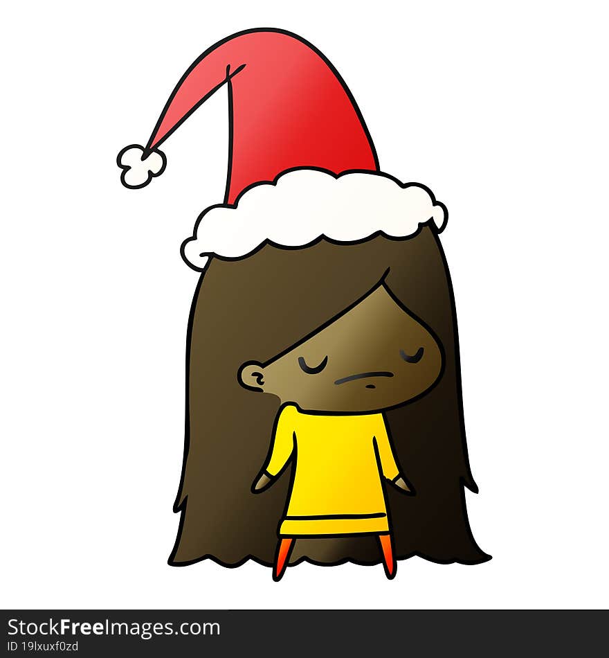 hand drawn christmas gradient cartoon of kawaii girl