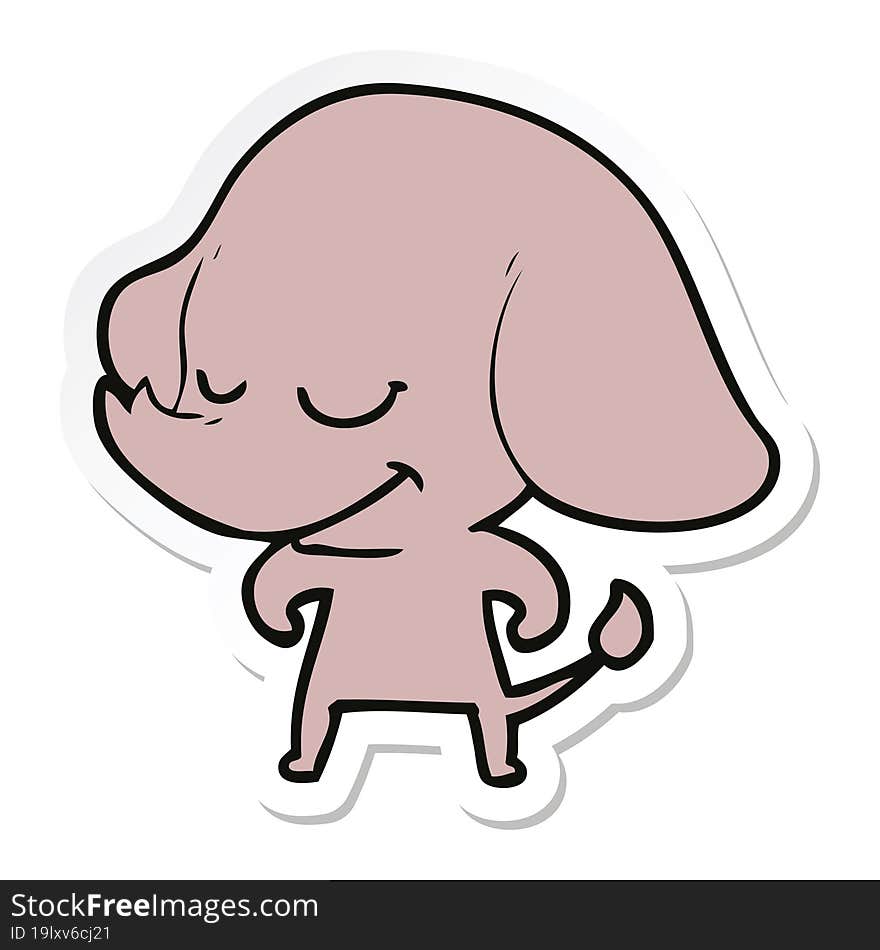 sticker of a cartoon smiling elephant