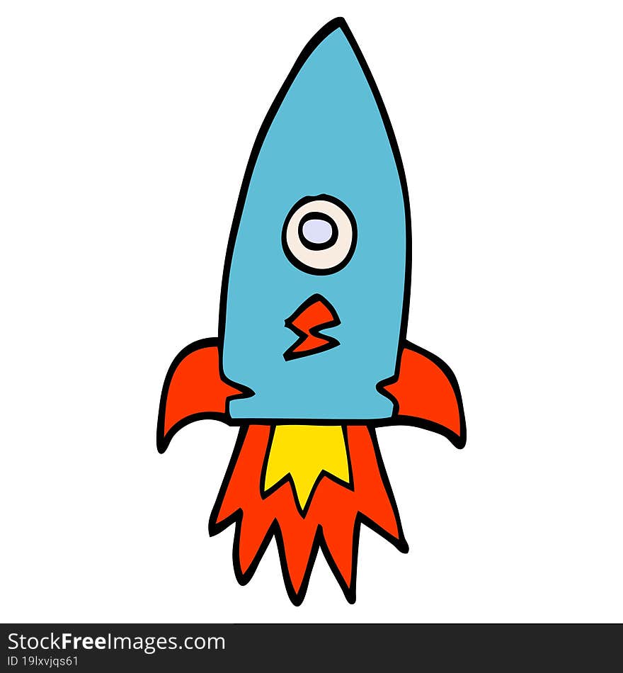 cartoon doodle space rocket