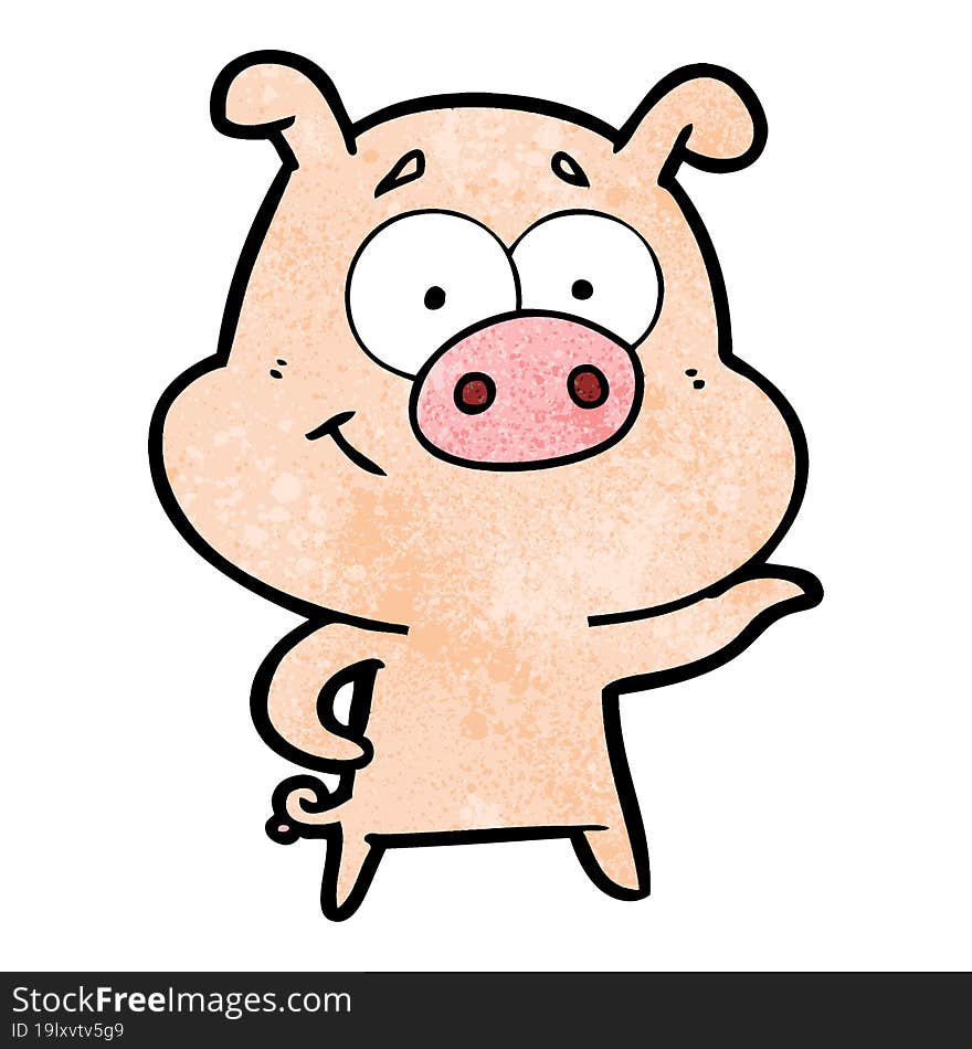 cartoon pig pointing. cartoon pig pointing