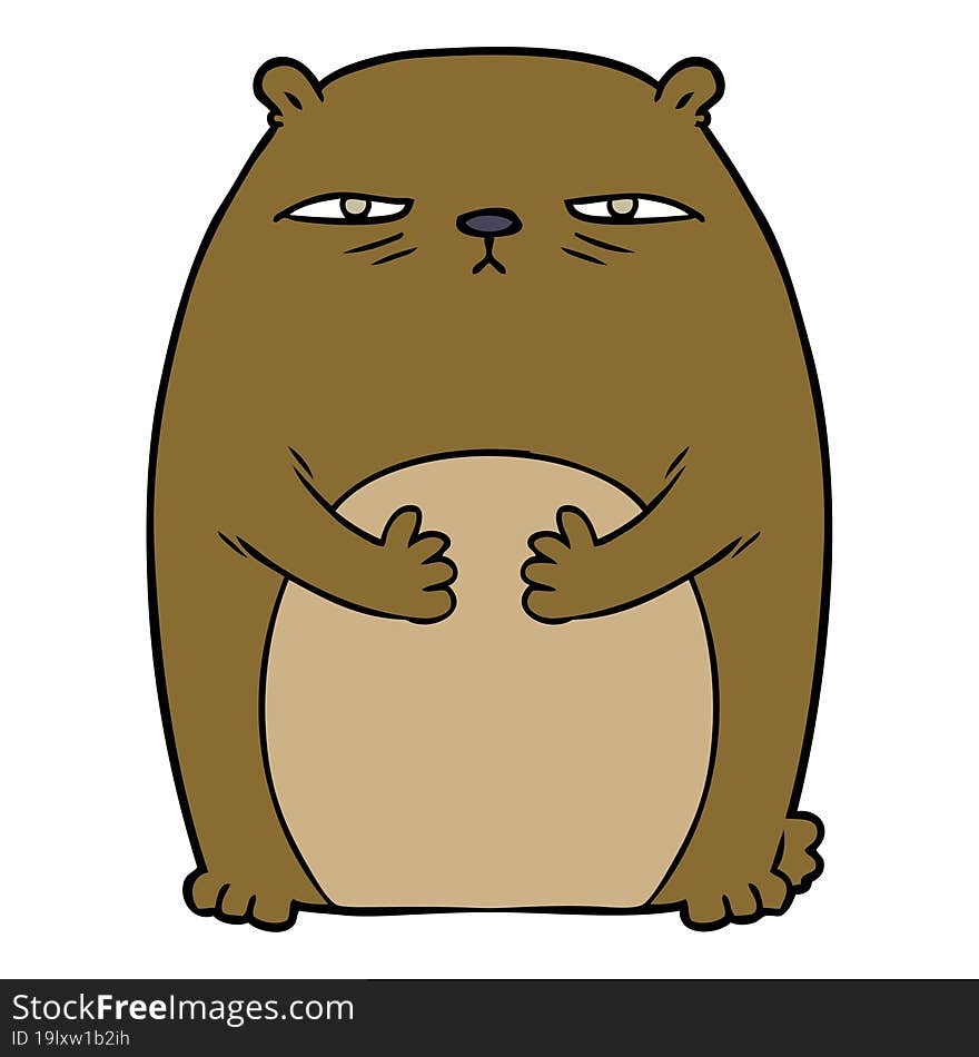 cartoon tired annoyed bear. cartoon tired annoyed bear