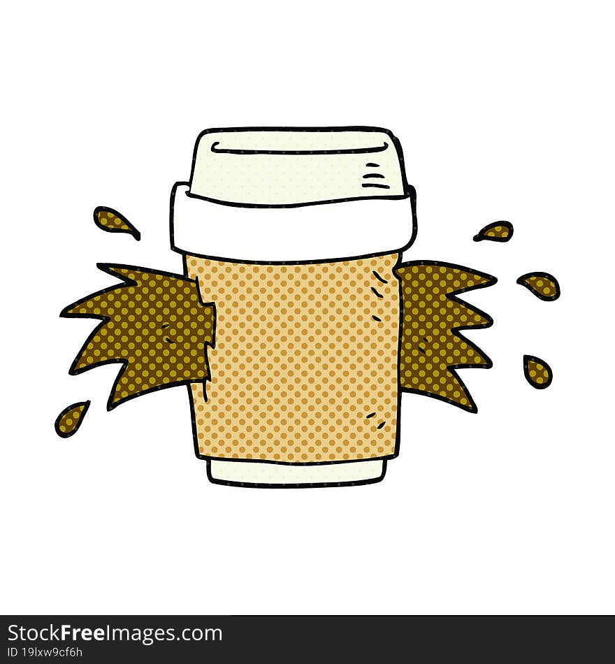 freehand drawn cartoon exploding coffee cup