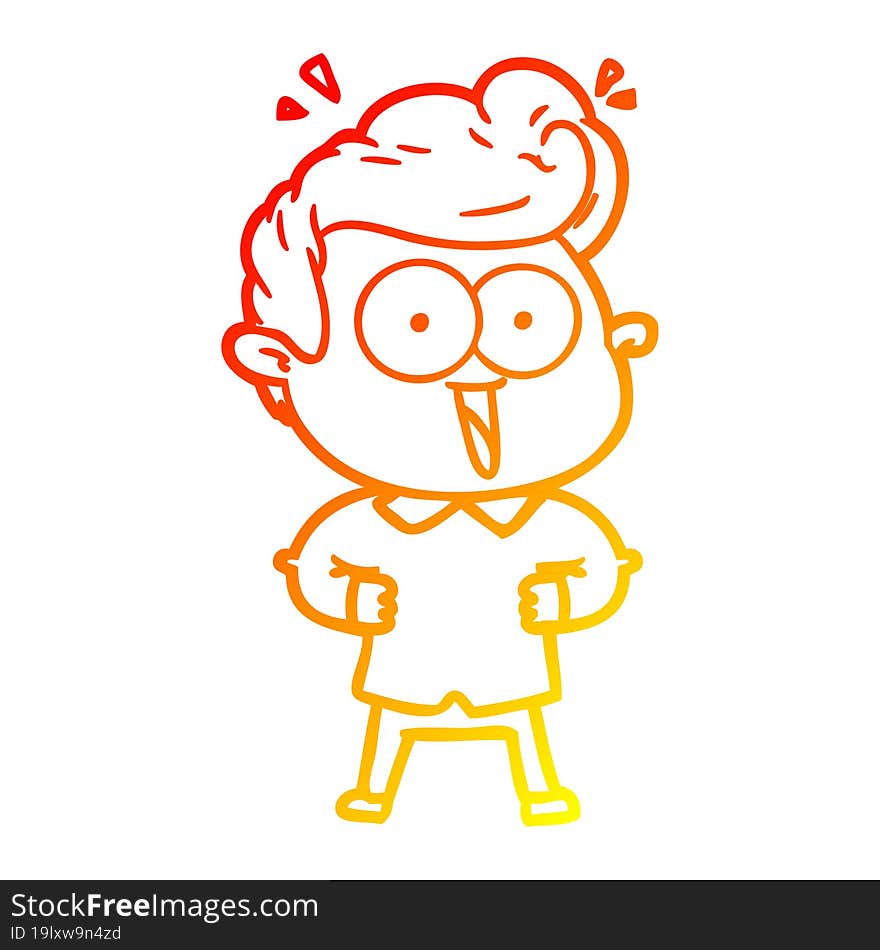 warm gradient line drawing cartoon excited man