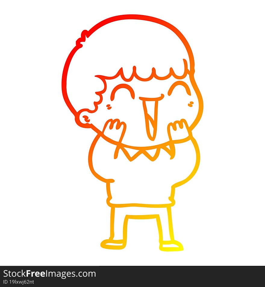 warm gradient line drawing of a cartoon happy man