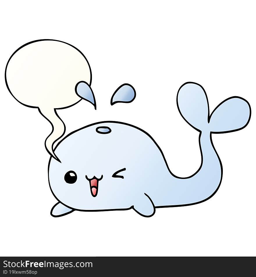 Cartoon Whale And Speech Bubble In Smooth Gradient Style