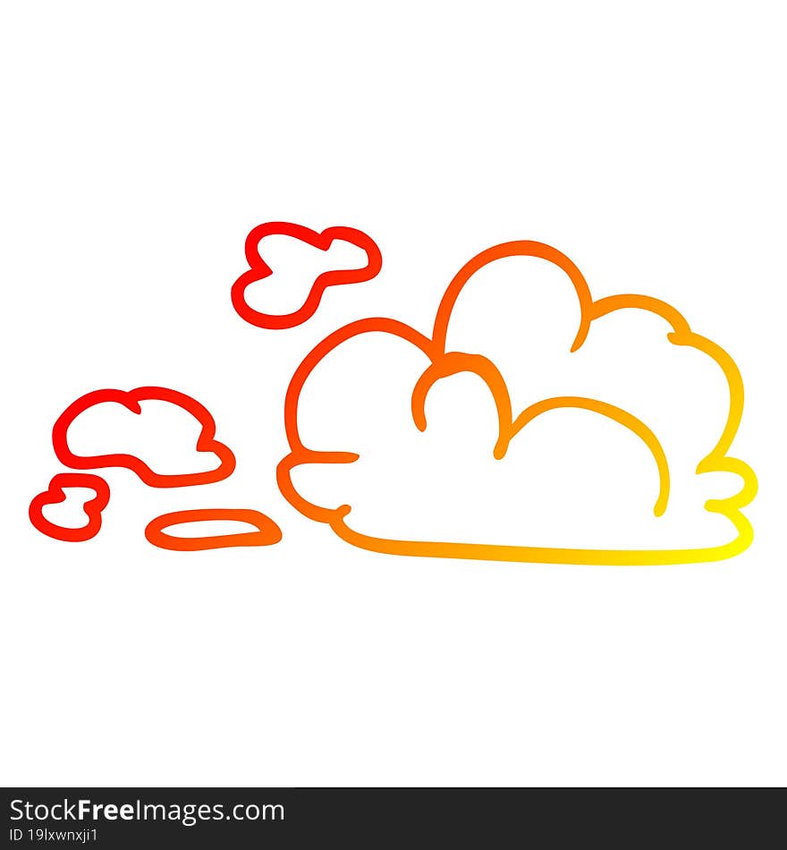 warm gradient line drawing of a cartoon fluffy white clouds