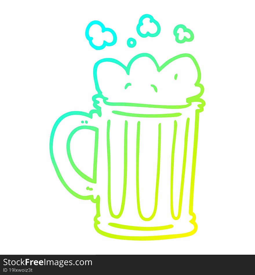 Cold Gradient Line Drawing Cartoon Pint Of Beer