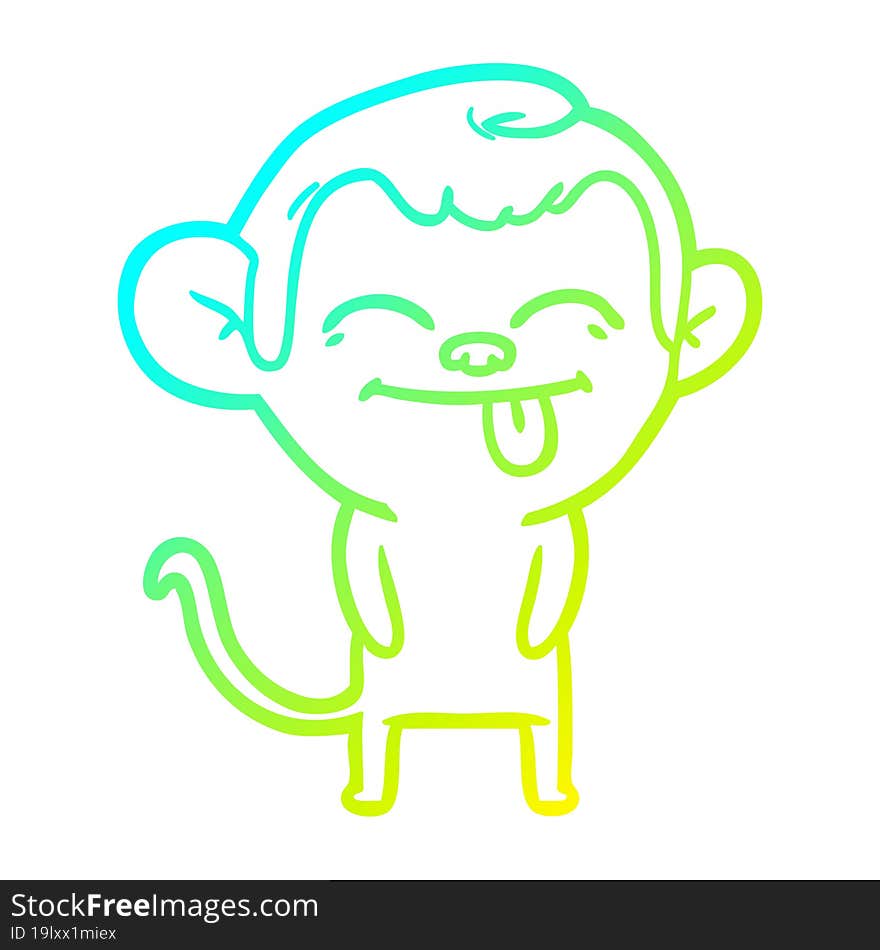 cold gradient line drawing funny cartoon monkey