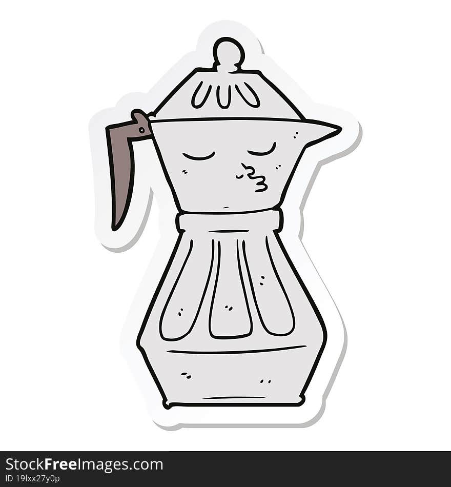 Sticker Of A Cartoon Coffee Pot