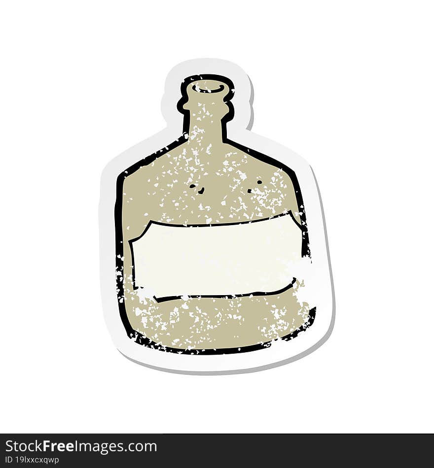 retro distressed sticker of a cartoon old whiskey bottle