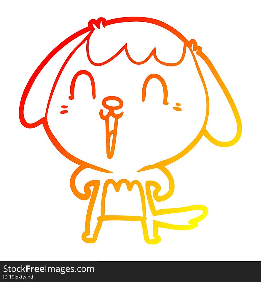 Warm Gradient Line Drawing Cute Cartoon Dog