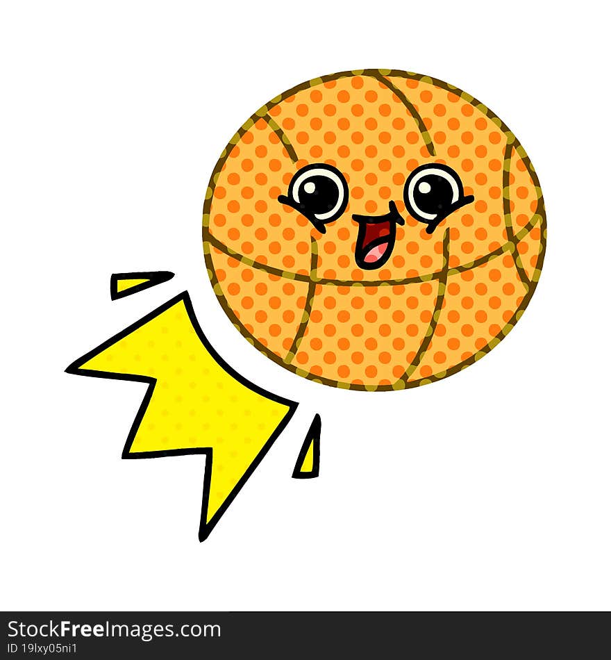 comic book style cartoon of a basketball