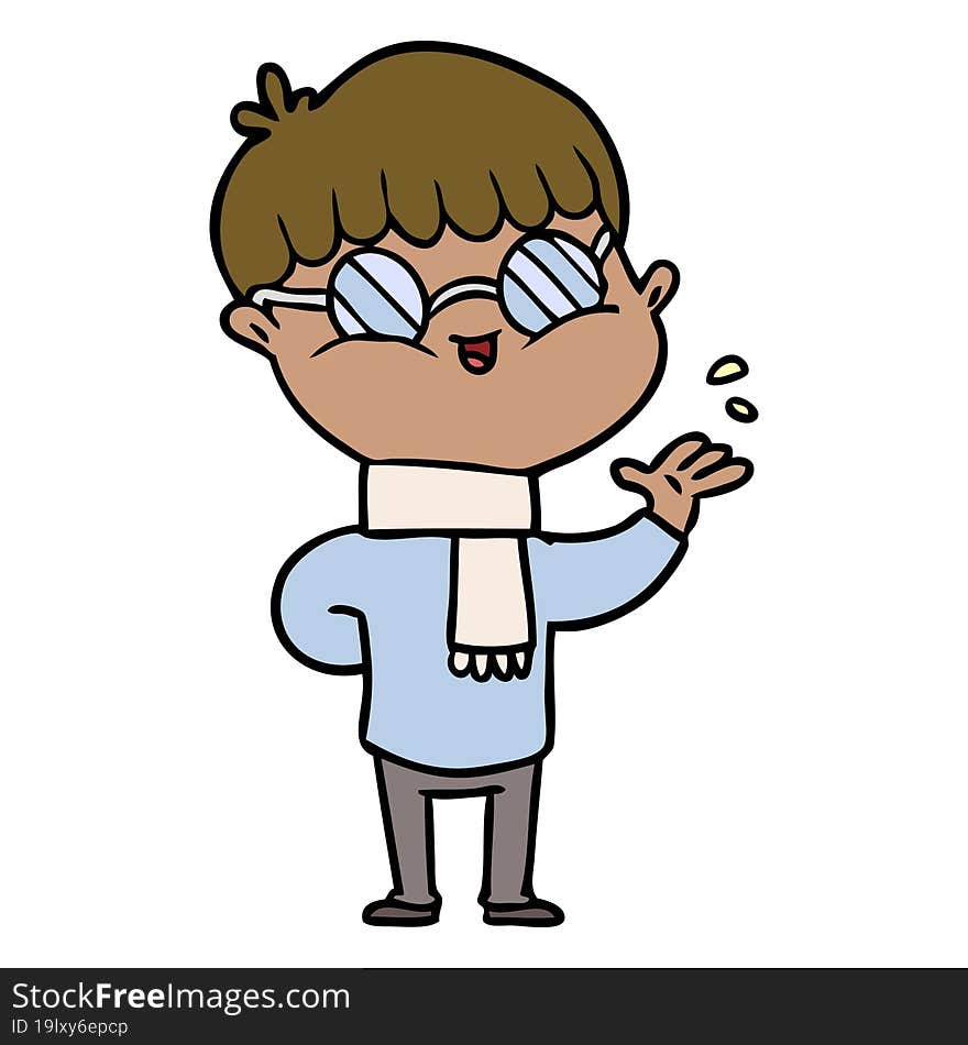 cartoon boy wearing spectacles. cartoon boy wearing spectacles