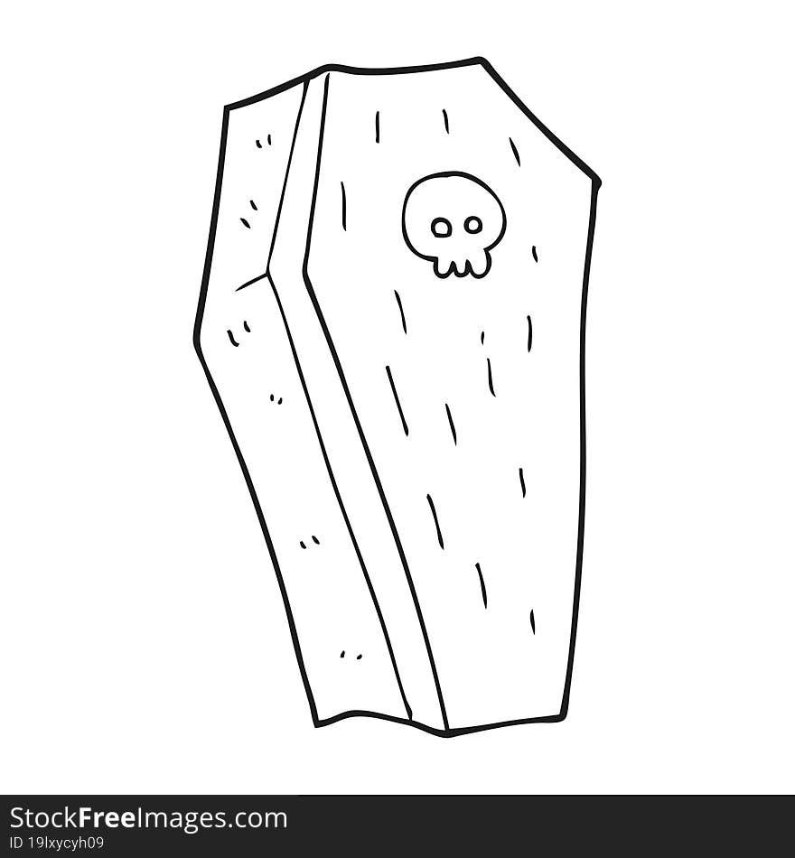 black and white cartoon spooky coffin