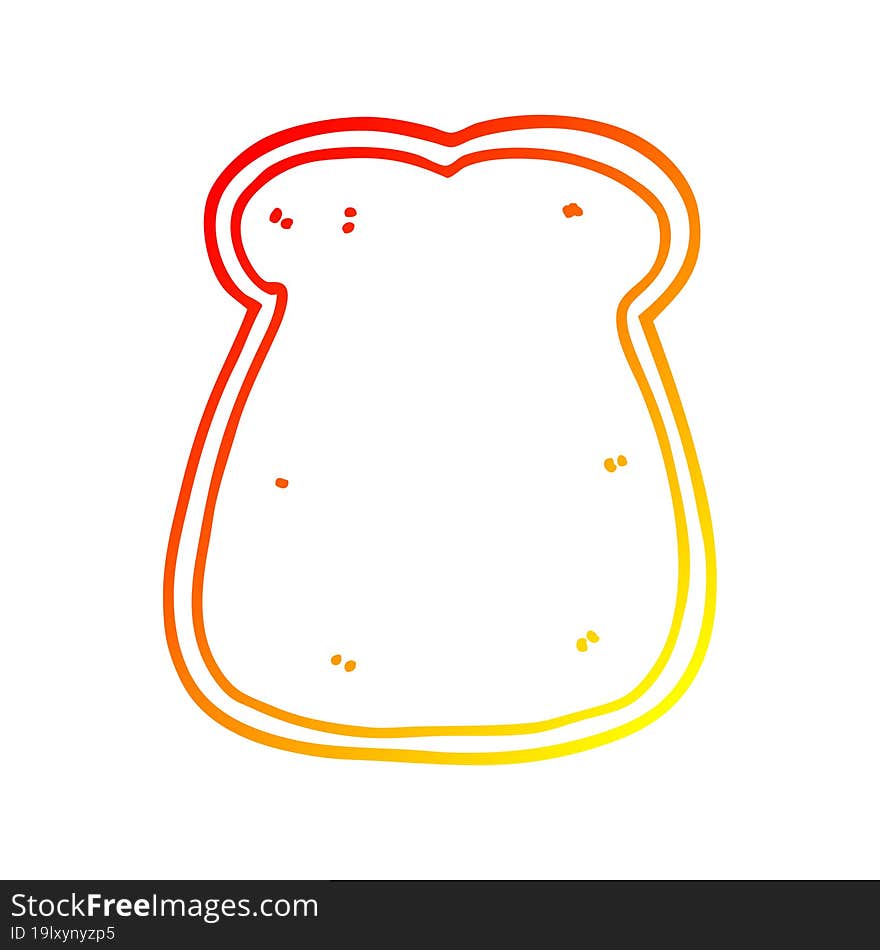 warm gradient line drawing of a cartoon slice of bread