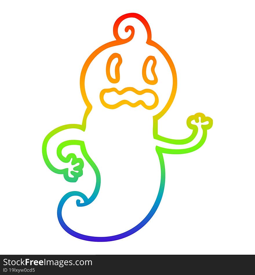 rainbow gradient line drawing cartoon spooky ghost