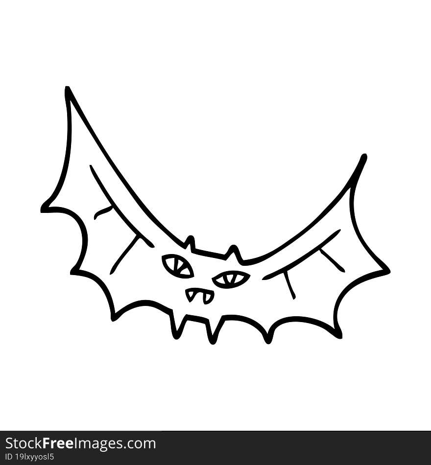 Line Drawing Cartoon Bat