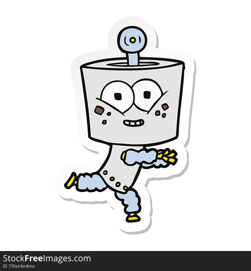 sticker of a happy cartoon robot