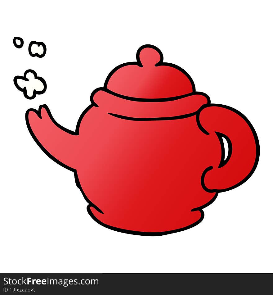 hand drawn gradient cartoon doodle of a blue tea pot