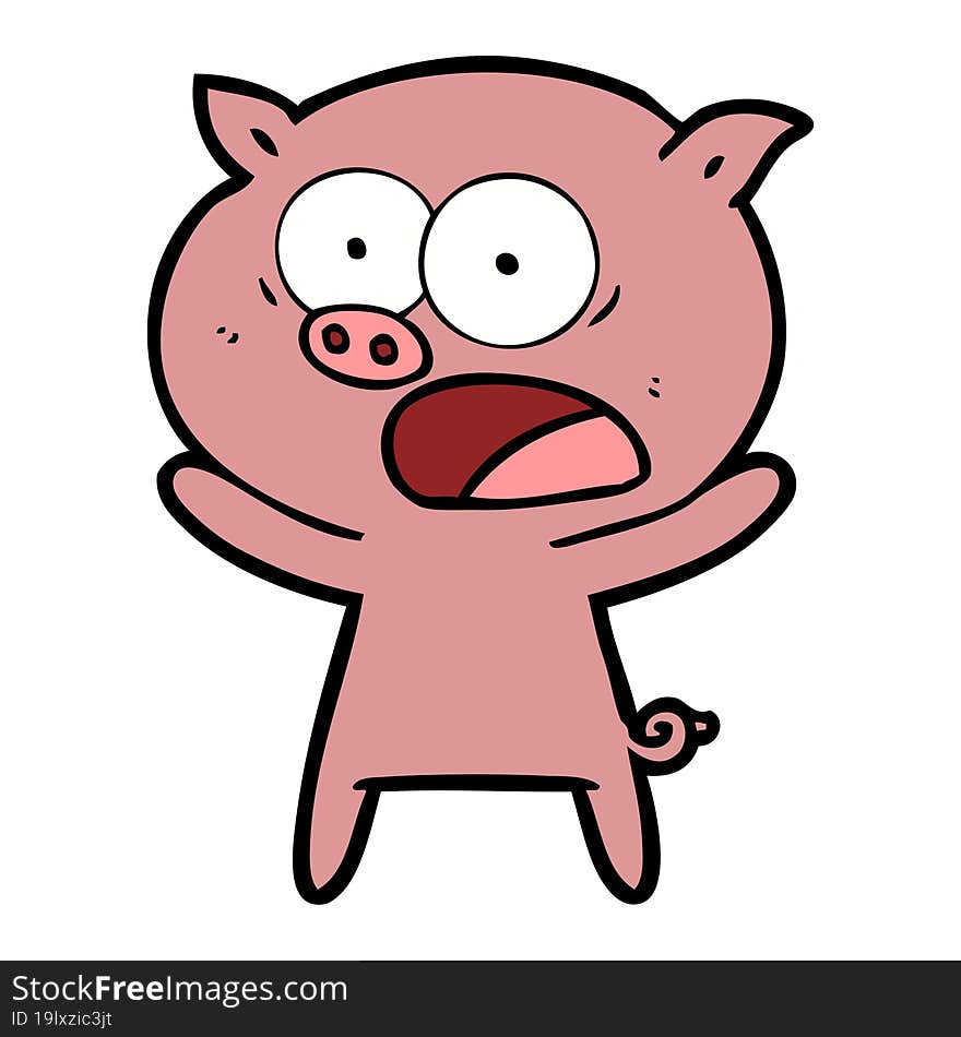 cartoon pig shouting. cartoon pig shouting