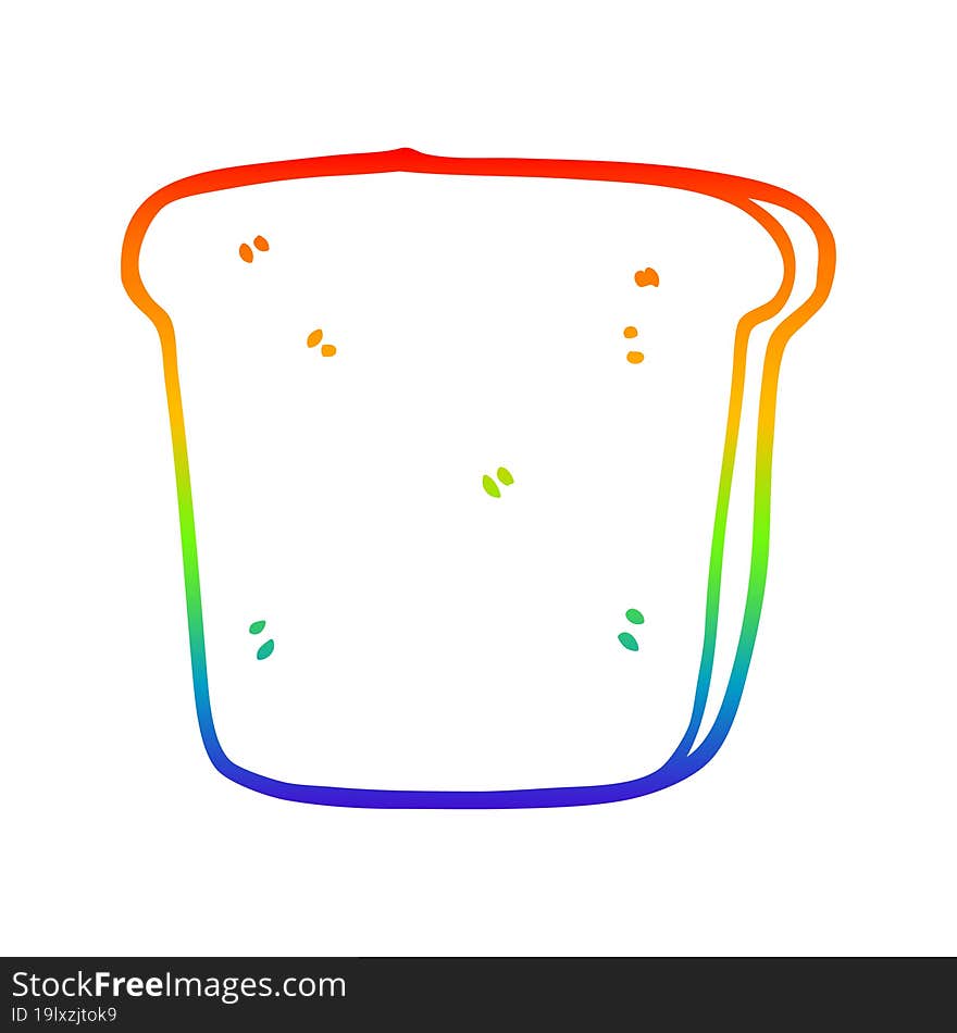 rainbow gradient line drawing of a cartoon slice of bread