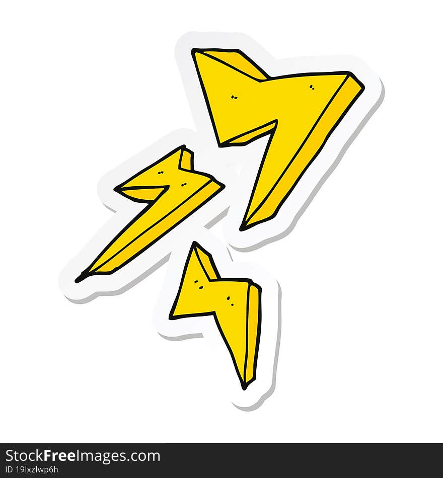 Sticker Of A Cartoon Lightning Bolt